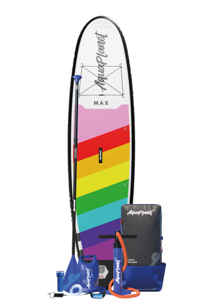Pacchetto Paddle Board gonfiabile Aquaplanet MAX 10'6″ - Arcobaleno